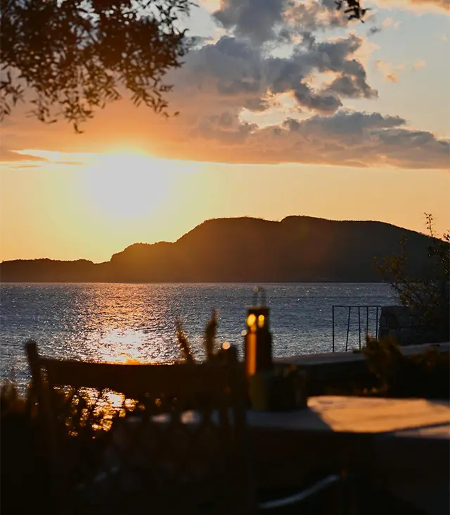 restaurant with sunset sea view restaurant with sunset sea view