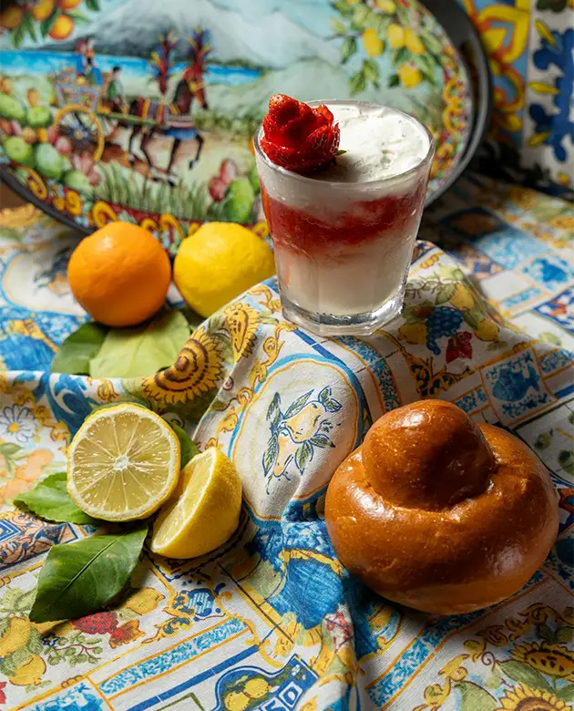Sicilian food, granita and brioche Sicilian food, granita and brioche